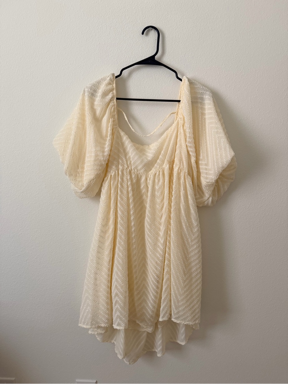Together Cream Puff-Sleeve V-Neck babydoll dress
